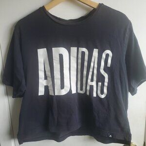 Adidas Oversized Graphic Logo Crop Top Women's Size L